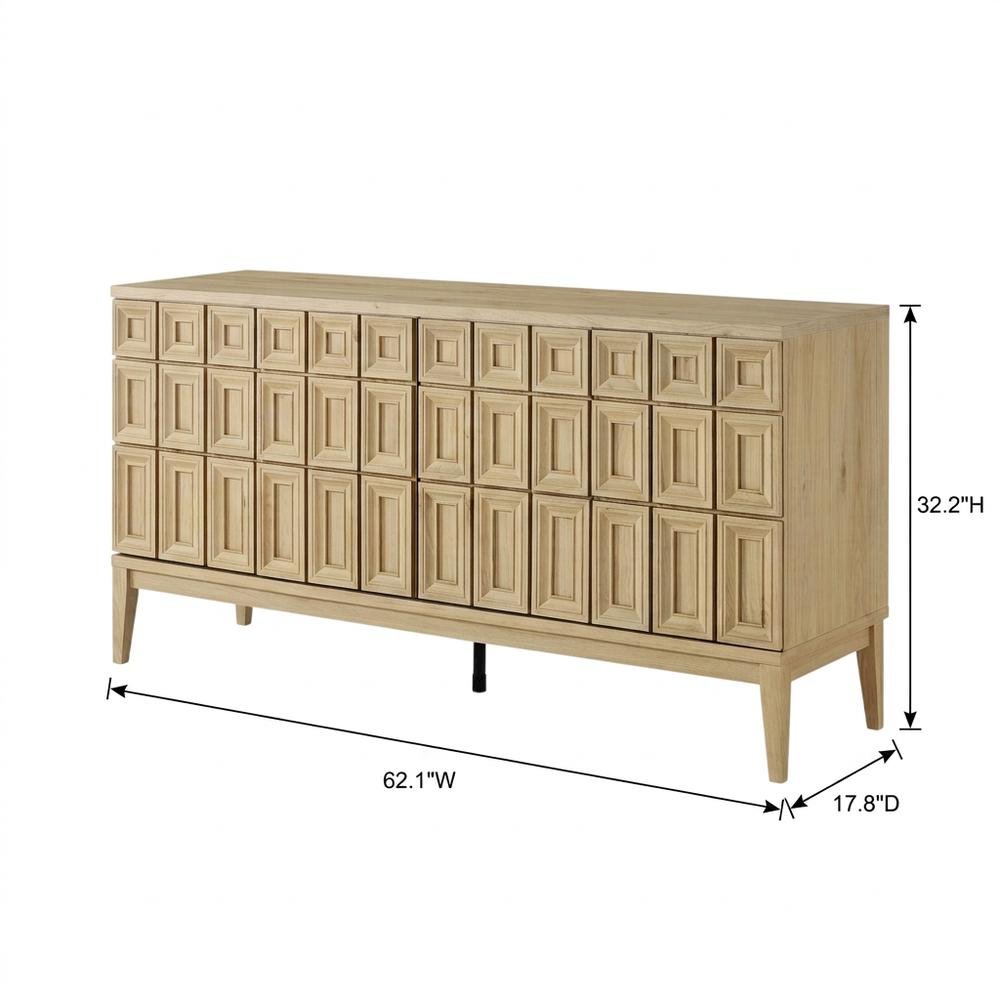Wooden Sideboard Buffet Cabinet with Storage Credenza for Dining Room, Hickory