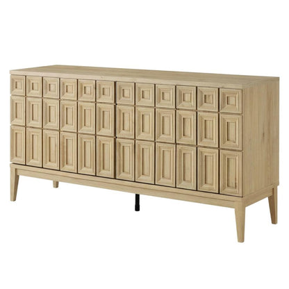 Wooden Sideboard Buffet Cabinet with Storage Credenza for Dining Room, Hickory