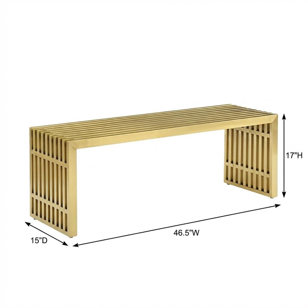 Medium stainless steel bench with durable construction and sleek design