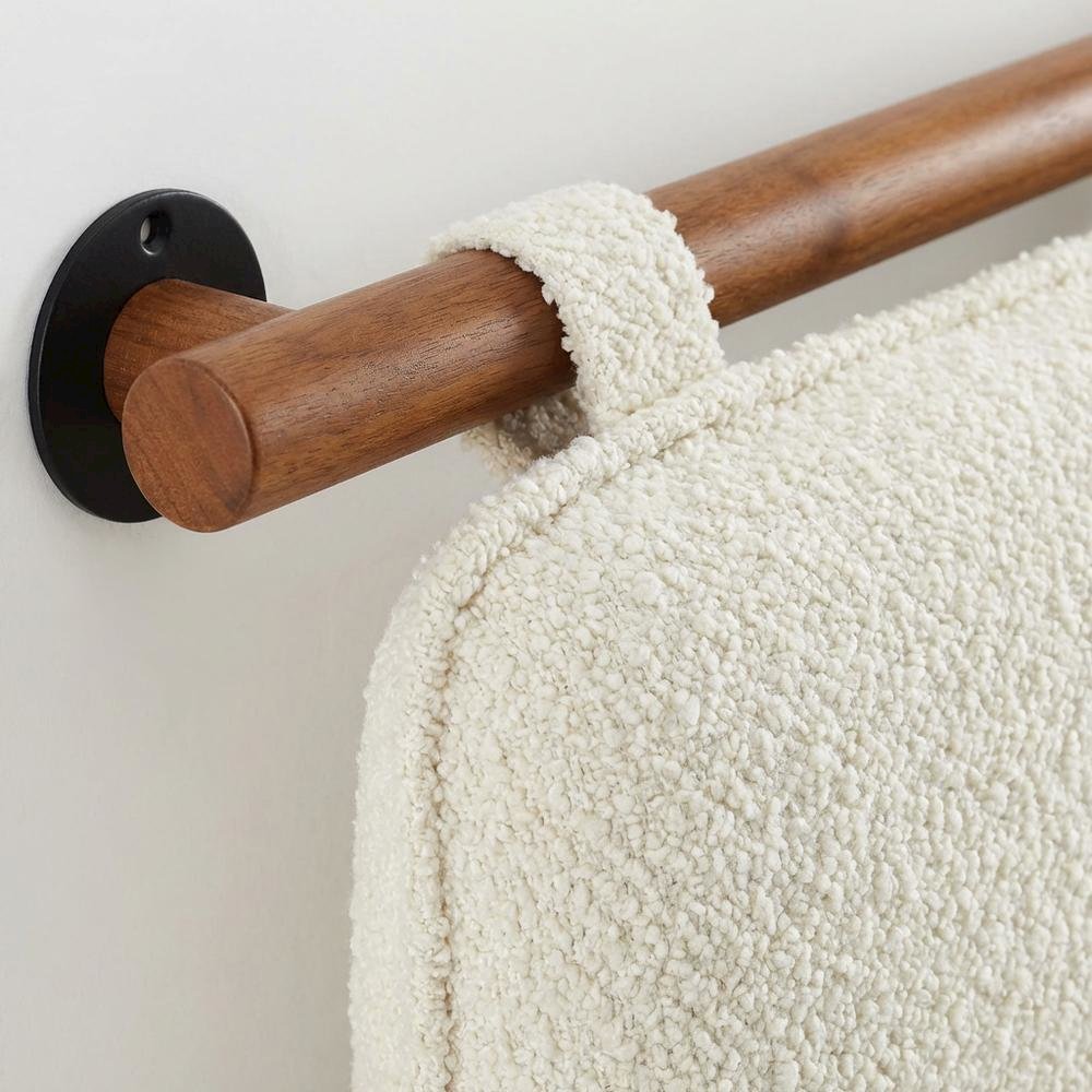 Chenille Upholstered Wall-Mounted King Headboard with Soft Fabric Finish