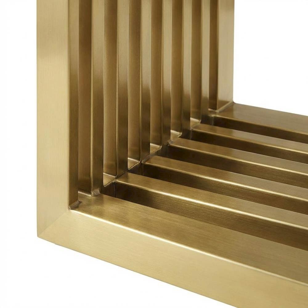 Medium stainless steel bench with durable construction and sleek design