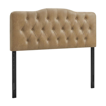 Faux Leather-Upholstered Queen Headboard with Tall Leg Posts, Queen ,Toast