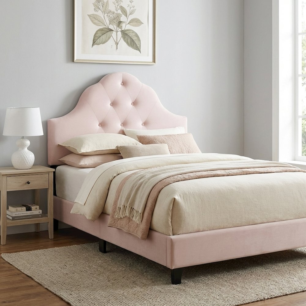 Diamond Tufted Velvet Twin Headboard with Performance Fabric and Elegant Design