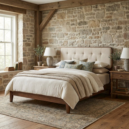 Tufted Gray Fabric Twin Headboard with Wooden Frame and Upholstered Design