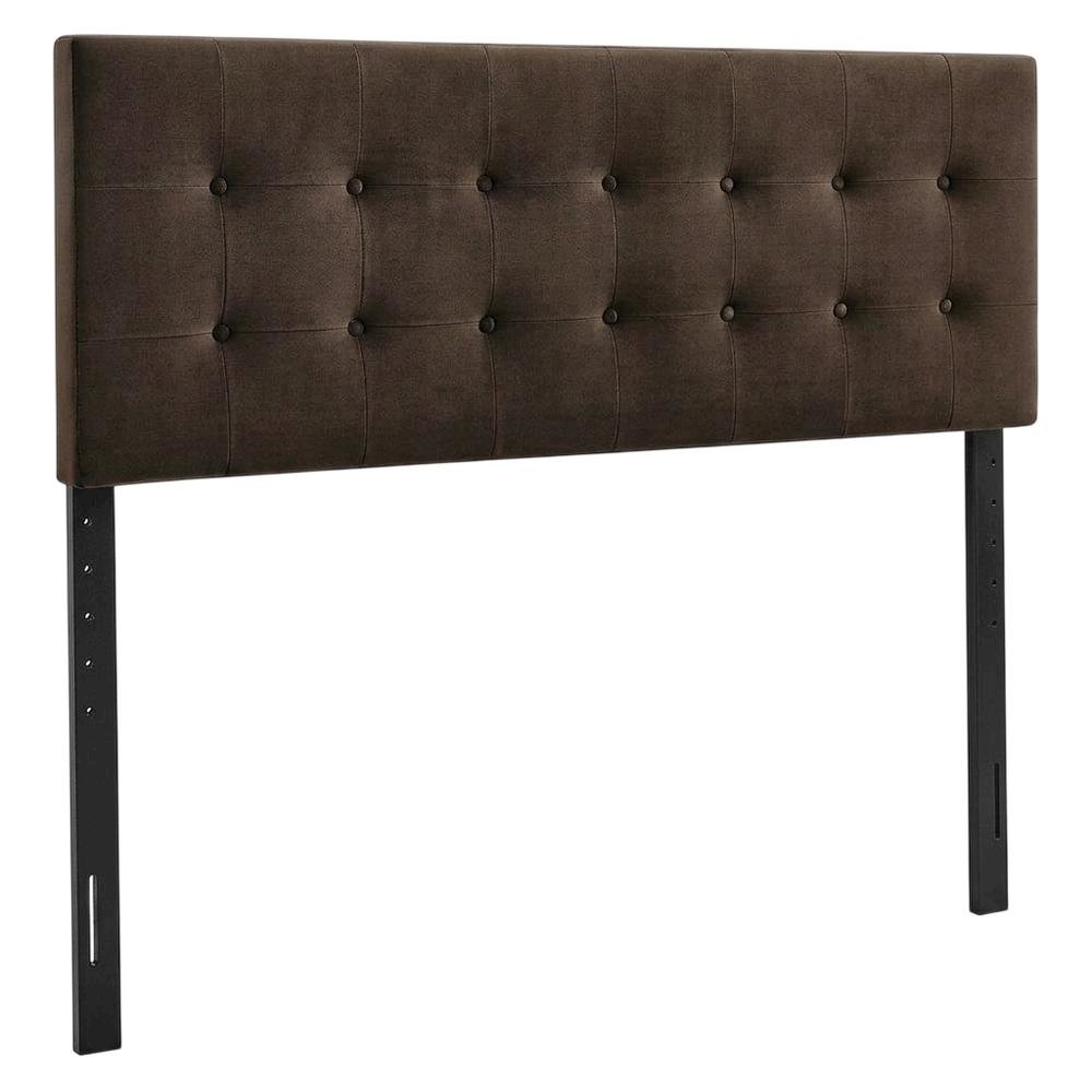 Performance Velvet Padded Adjustable King Size Headboard, Chocolate Brown