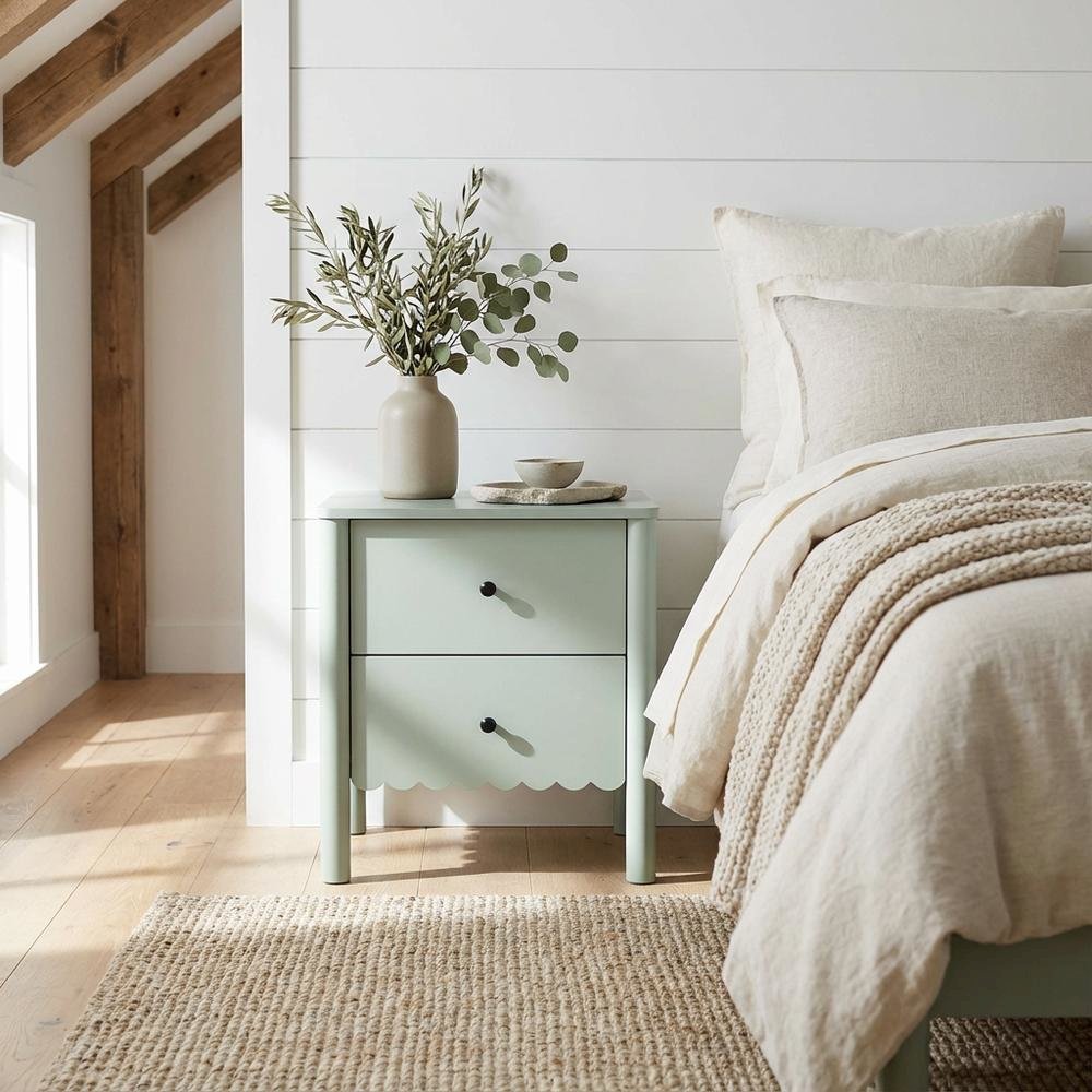 Nightstand with 2 Drawers in Elegant Finish for Bedroom Storage