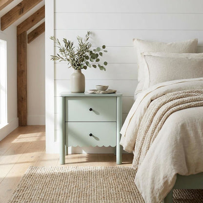 Nightstand with 2 Drawers in Elegant Finish for Bedroom Storage
