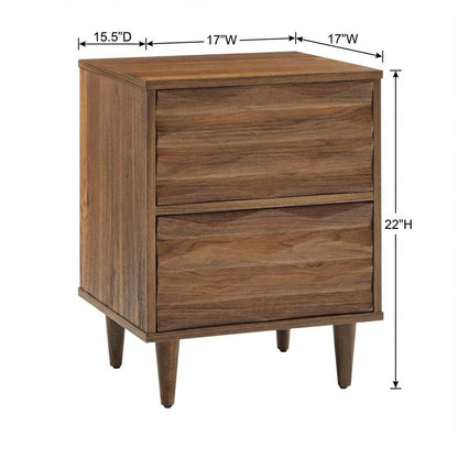 Brown Wooden Nightstand with Two Drawers and Sleek Modern Design