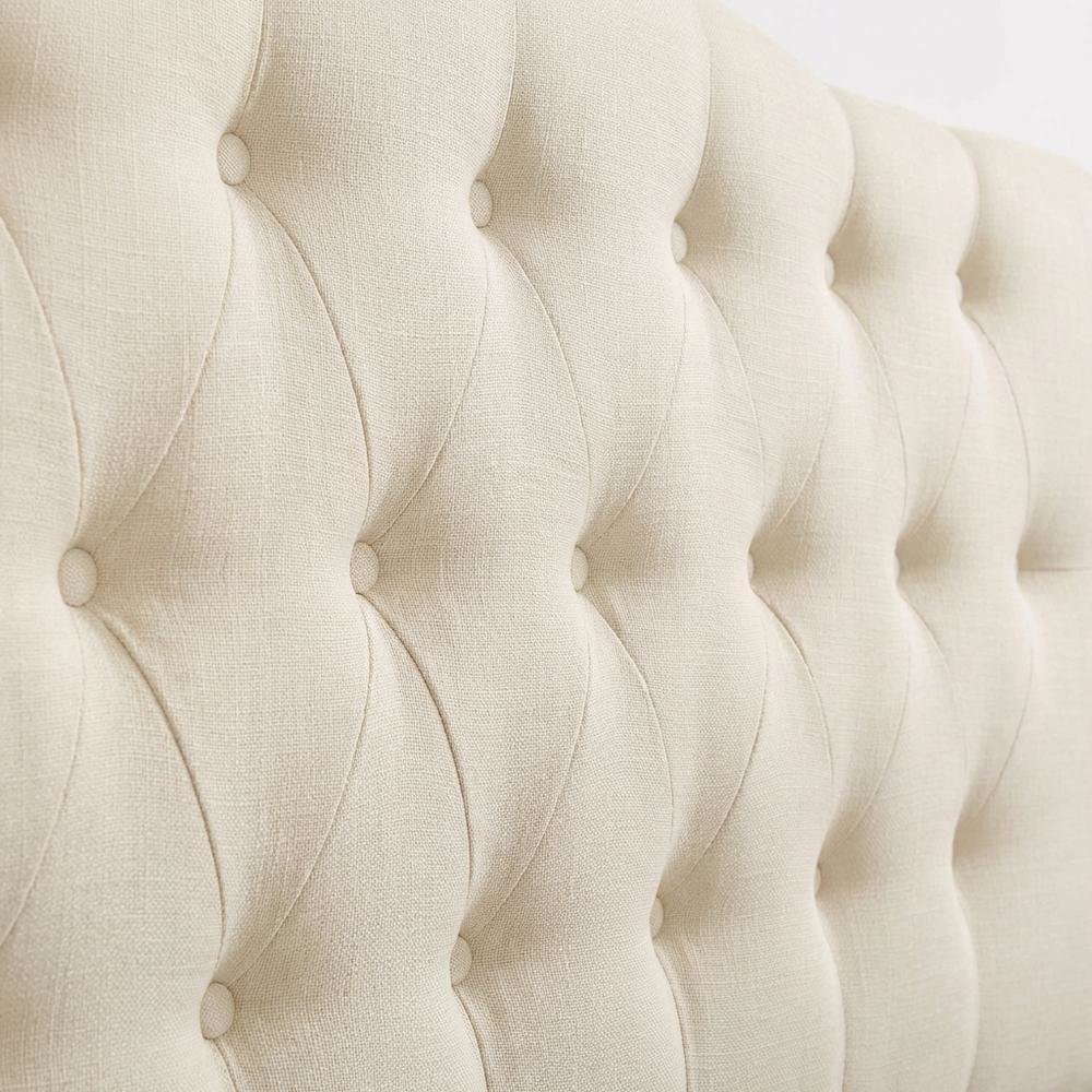 Upholstered Fabric Headboard in Neutral Tone with Plush Padding and Sturdy Frame
