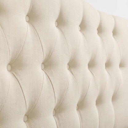 Upholstered Fabric Headboard in Neutral Tone with Plush Padding and Sturdy Frame
