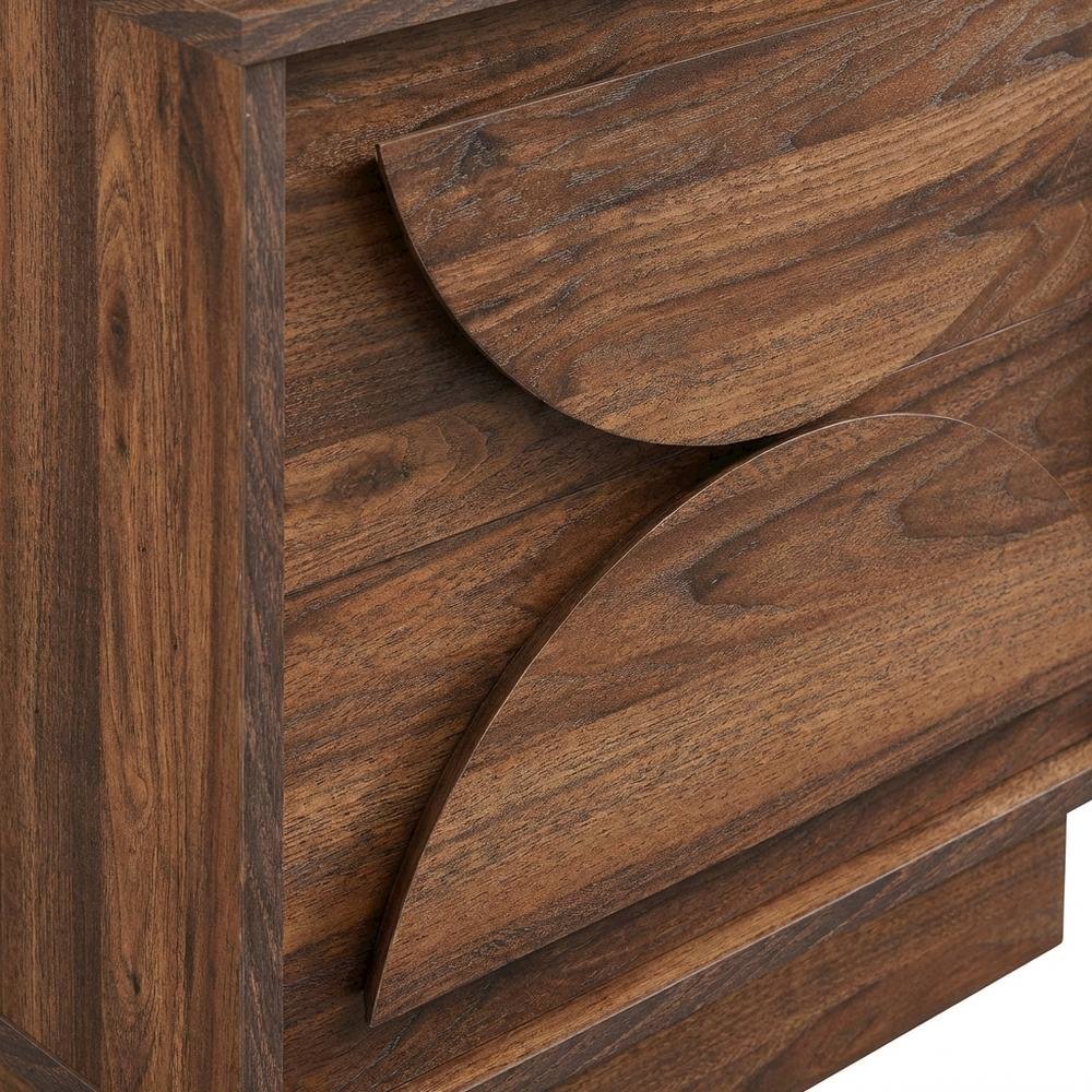 Brown Wood Nightstand with 2 Drawers, Modern Design for Bedroom Storage