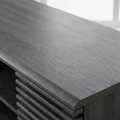Gray wood corner TV stand with sleek design and sturdy construction