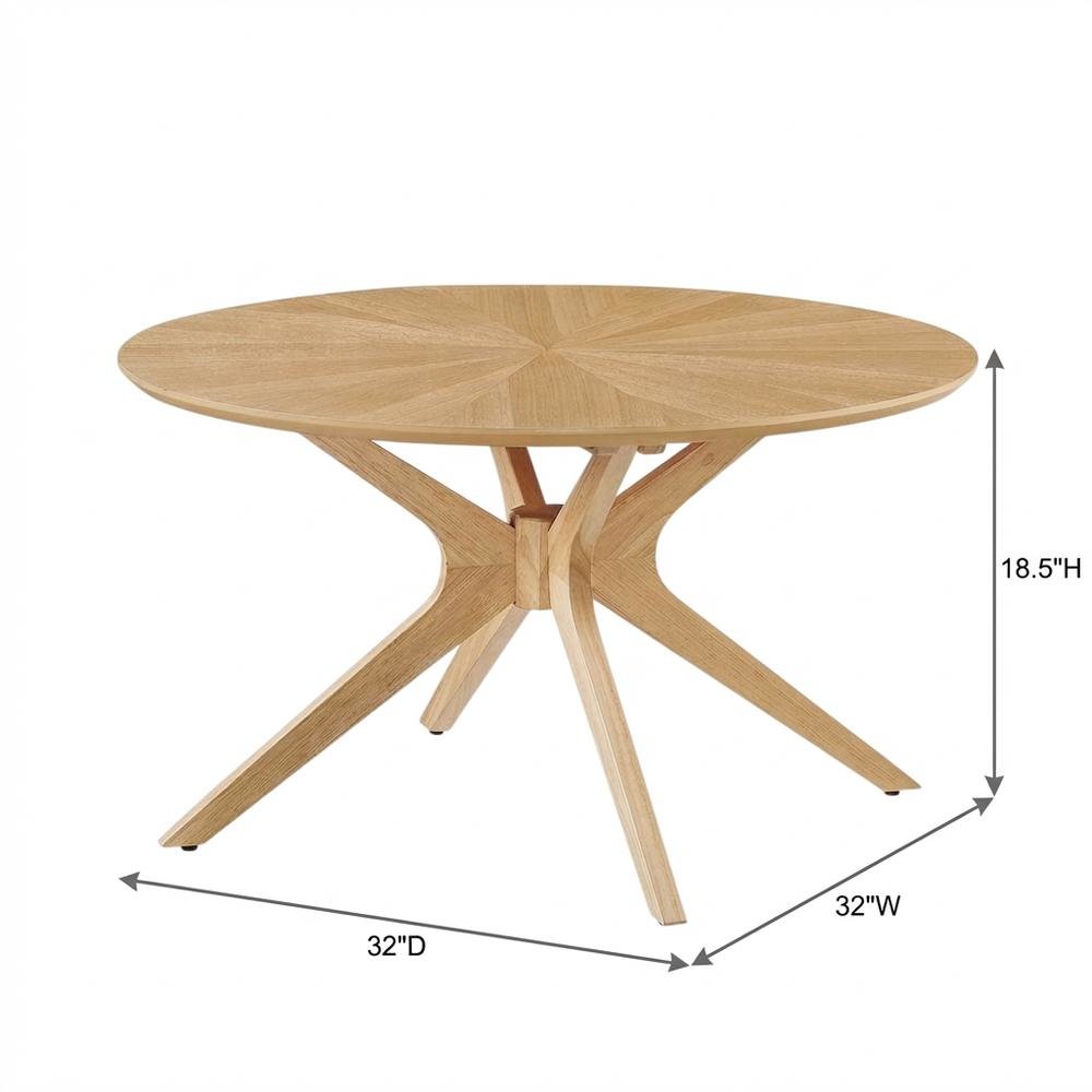 Round Wood Coffee Table with 20 lb Weight and Compact Design