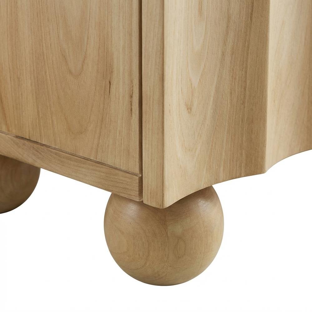 Scalloped Wood TV Stand in Warm Finish with Open Storage Compartments