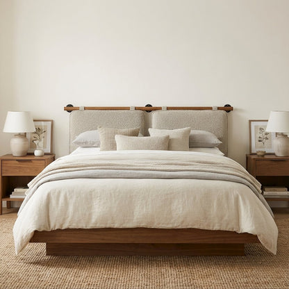 Chenille Upholstered King Size Headboard Wall-Mounted with Soft Padding