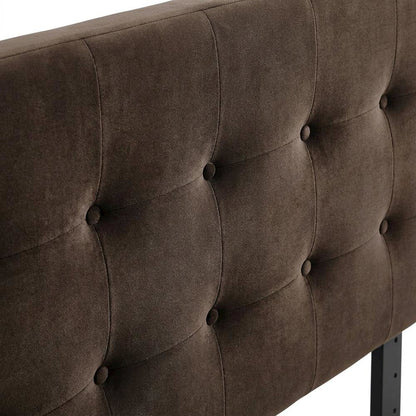 Performance Velvet Padded Adjustable King Size Headboard, Chocolate Brown