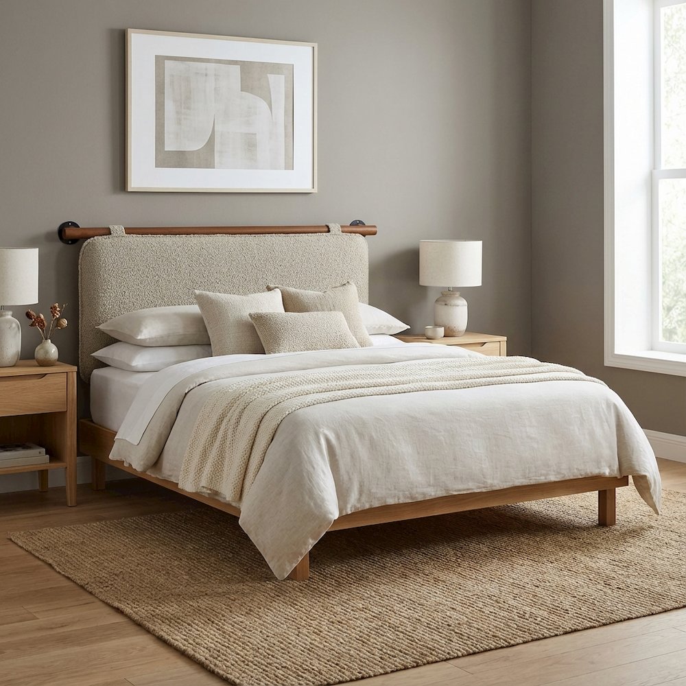 Chenille Upholstered Twin Headboard Wall-Mounted with Soft Fabric Texture
