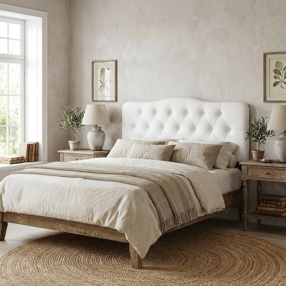 Upholstered Vinyl King Headboard with Durable Finish and Contemporary Design