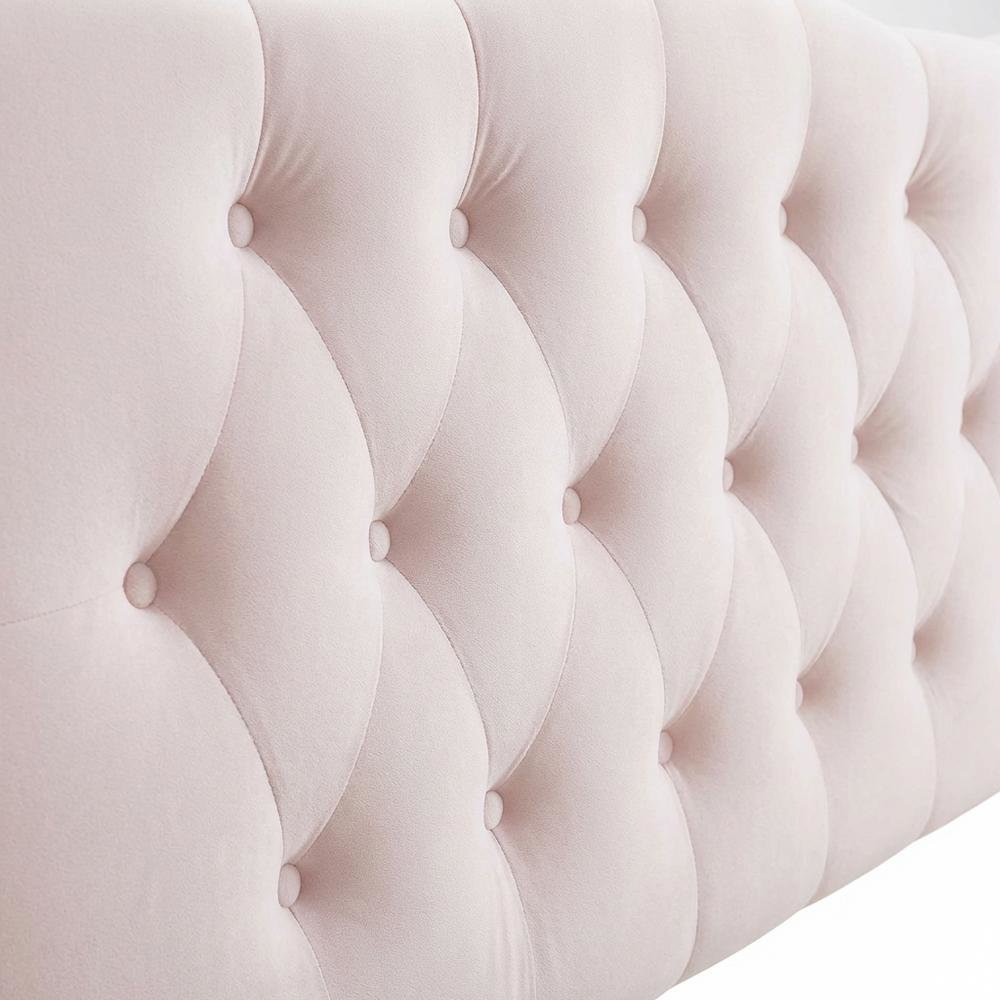 Pink Tufted Velvet Headboard with Diamond Pattern and Plush Padding