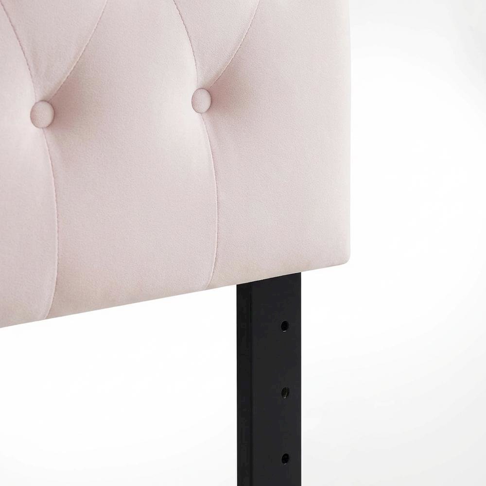 Pink Tufted Velvet Headboard with Diamond Pattern and Plush Padding