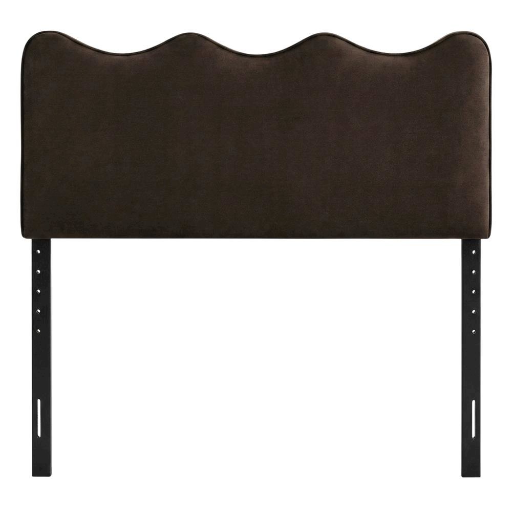 Velvet Queen Size Headboard with Stain-Resistant Fabric, Chocolate Brown