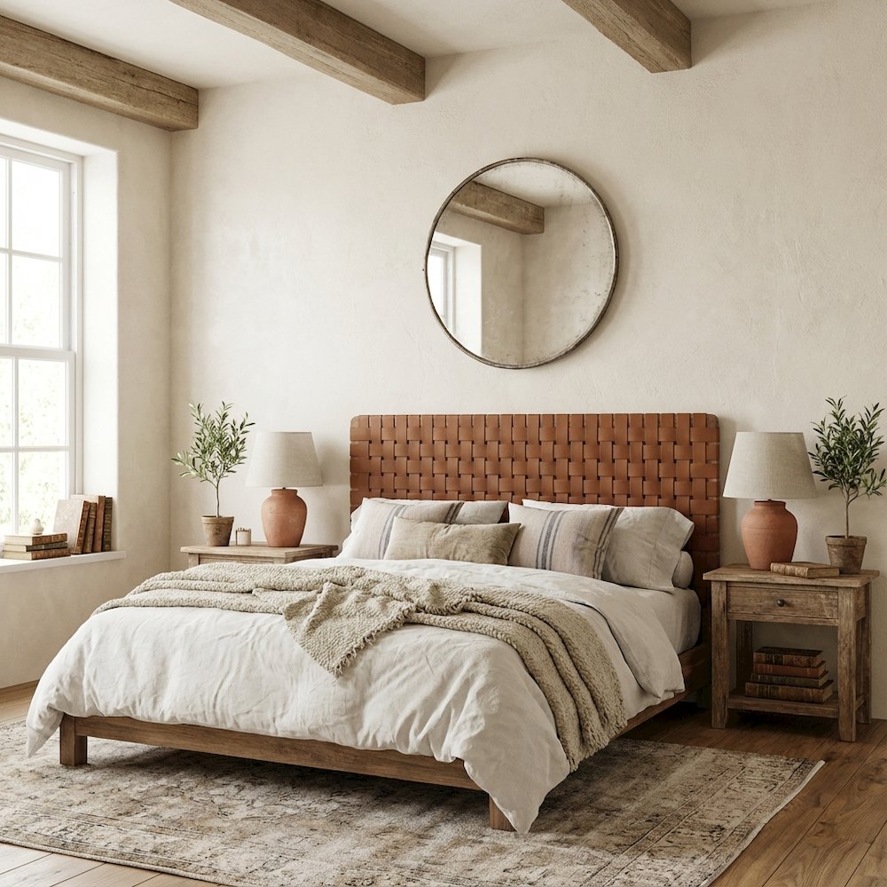 Vegan Leather Full Headboard with Texturedand Durable Frame