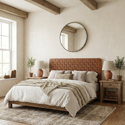Vegan Leather Full Headboard with Texturedand Durable Frame