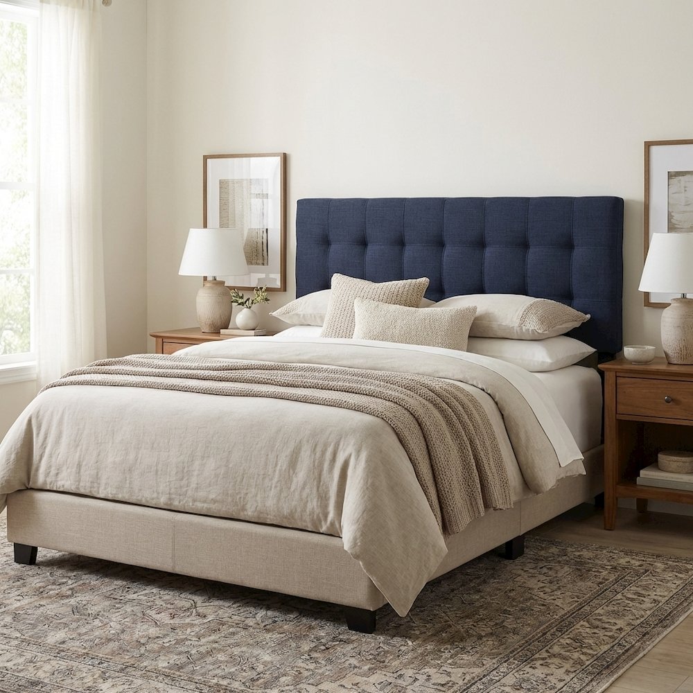 Upholstered Fabric King Headboard with Soft Padding and Elegant Design