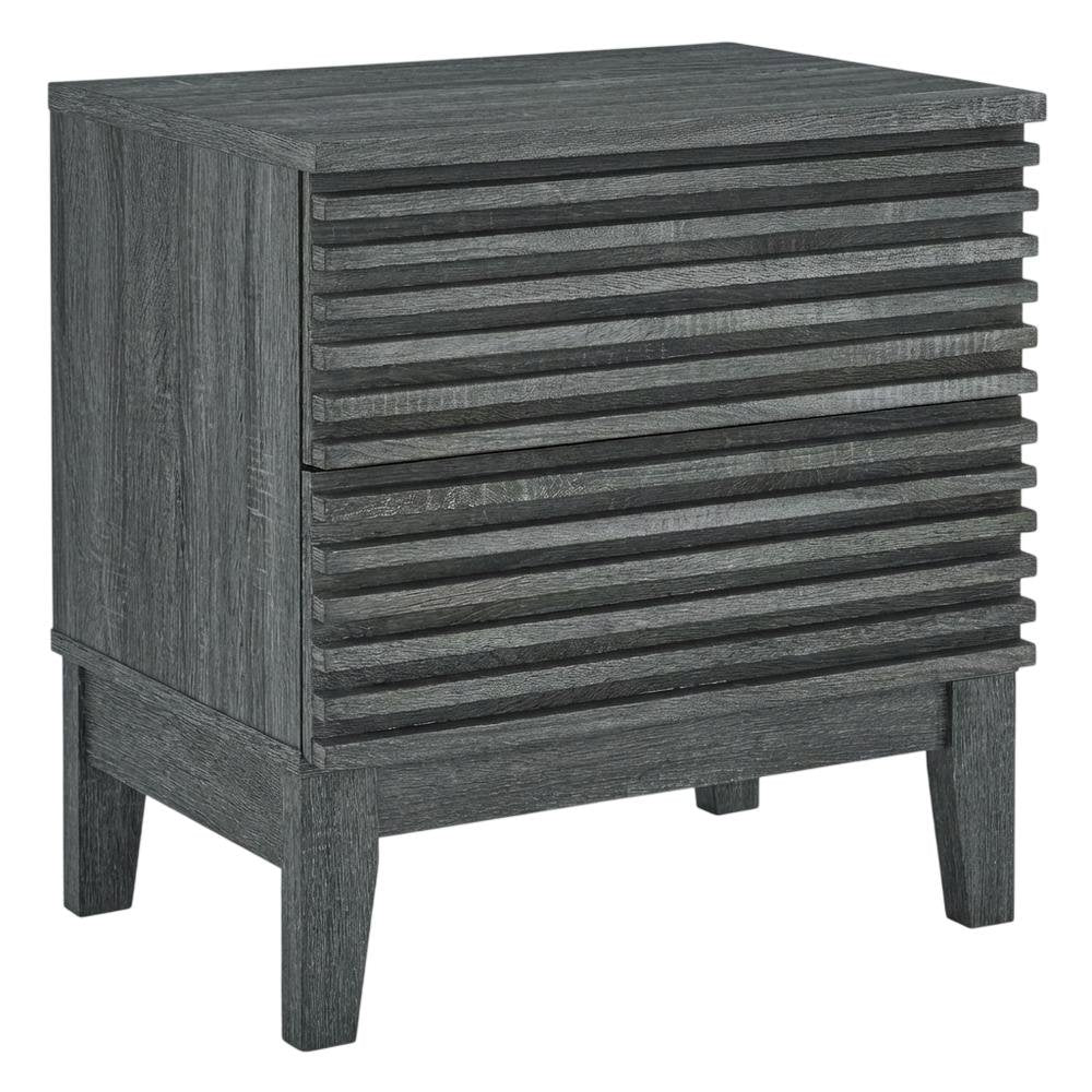 Two-Drawer Nightstand in Gray Finish with Sturdy Build and Modern Style