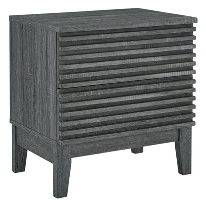 Two-Drawer Nightstand in Gray Finish with Sturdy Build and Modern Style