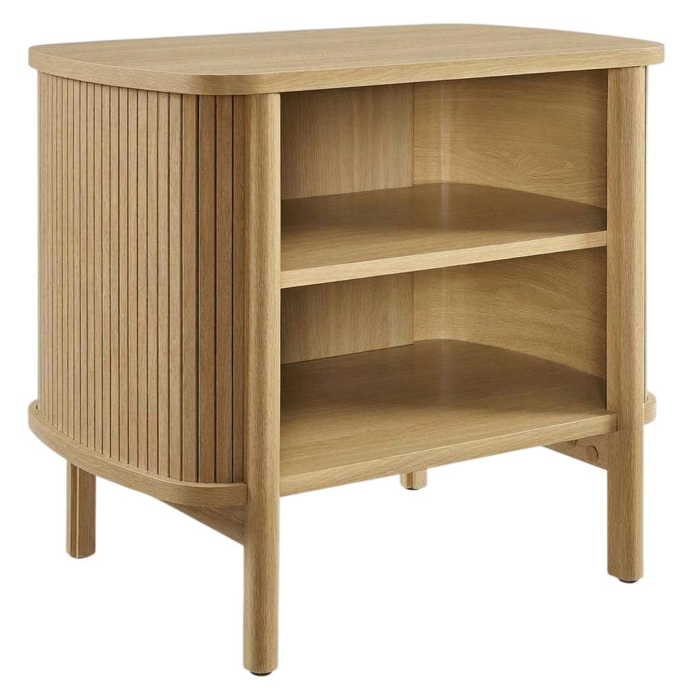 Brown Nightstand with Open Storage and Modern Design