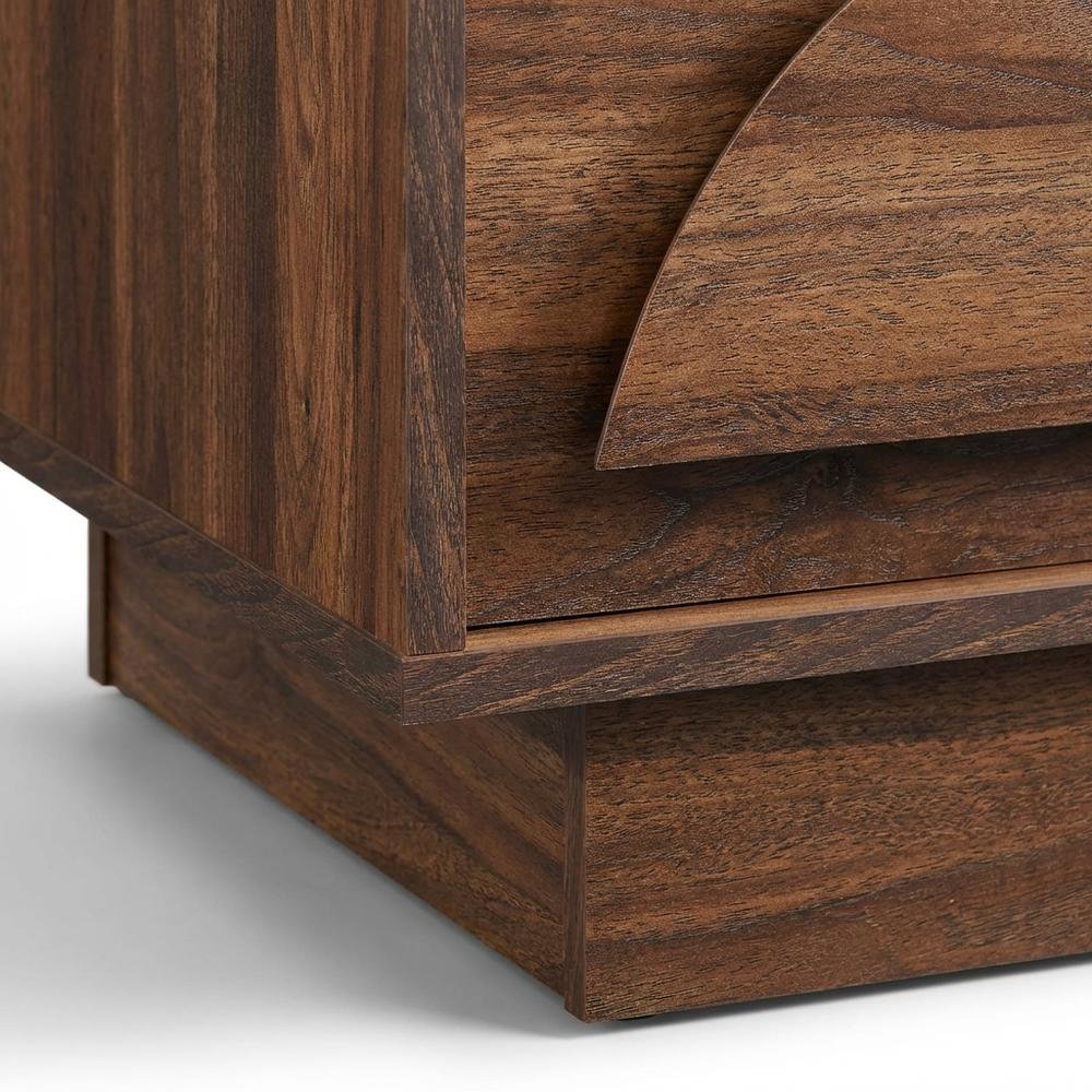 Brown Wood Nightstand with 2 Drawers, Modern Design for Bedroom Storage