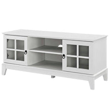 White wood TV stand with 47-inch top and sleek design for modern living spaces