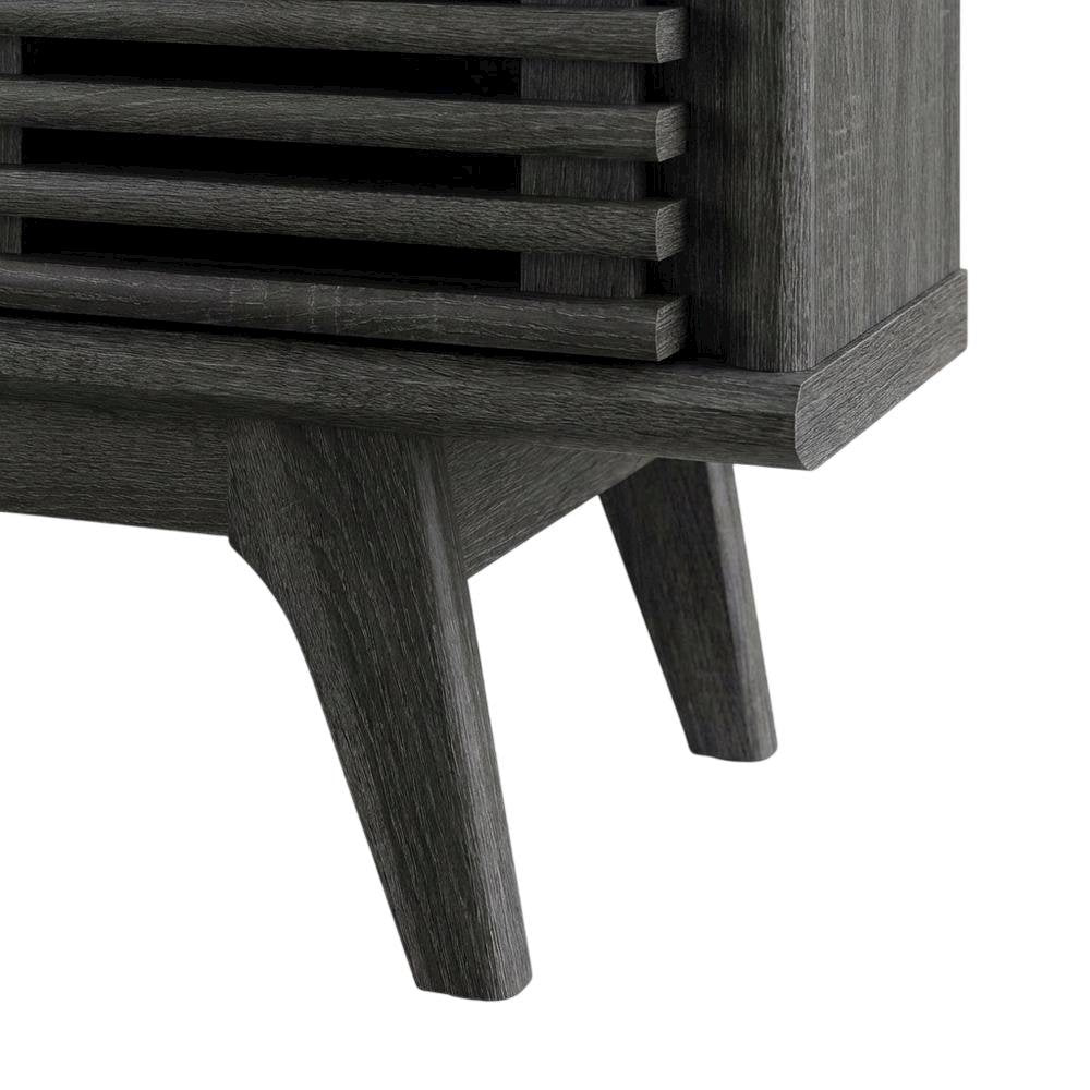 Gray wood corner TV stand with sleek design and sturdy construction