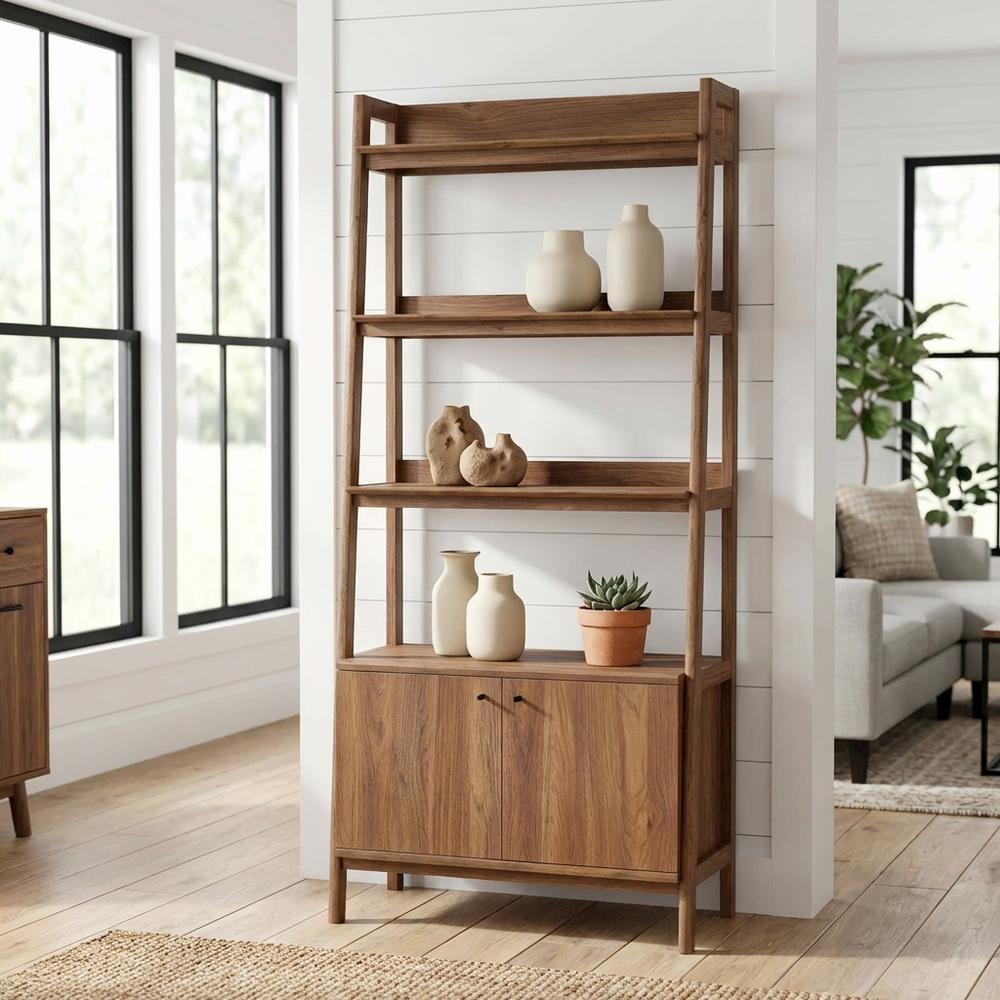 Wooden Bookshelf in Natural Finish with Open Storage Design