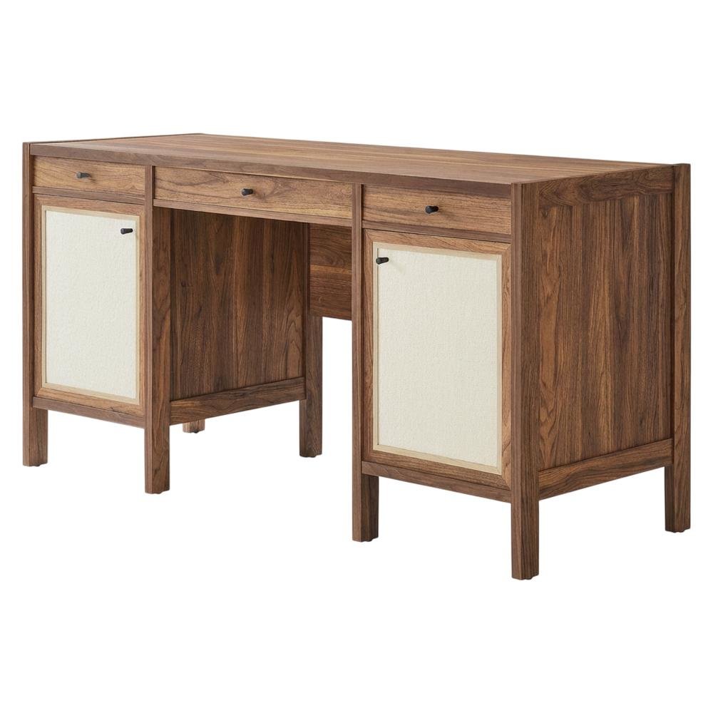 Wood Grain Office Desk with Spacious Surface and Modern Design