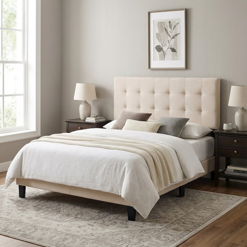 Biscuit Tufted Queen Headboard in Performance Velvet with Plush Design