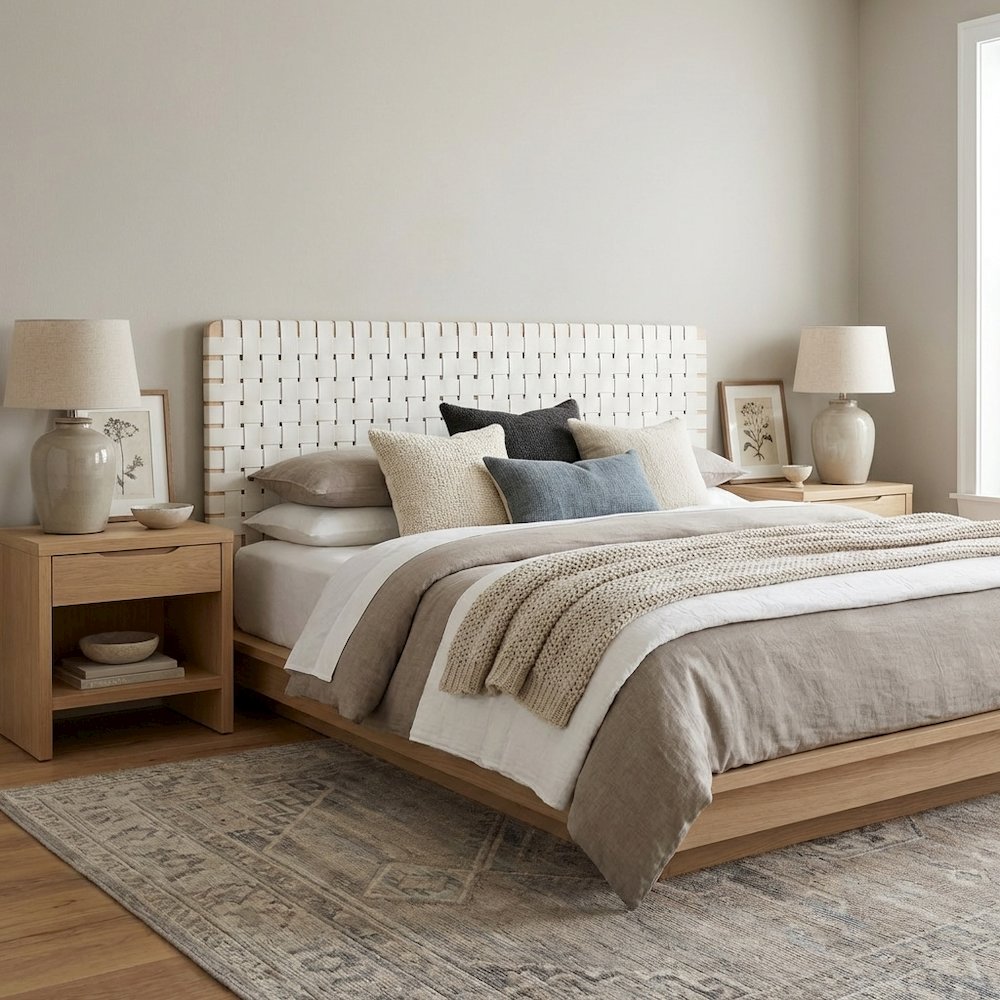 Vegan Leather King Headboard Wall-Mount with DurableTexture and Modern Design