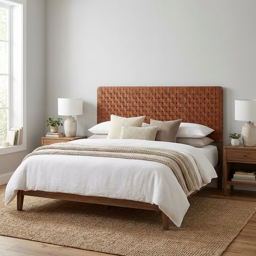 Vegan Leather King Headboard withDesign and Durable Frame