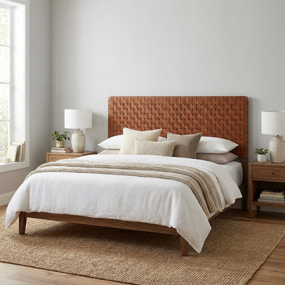 Vegan Leather King Headboard withDesign and Durable Frame