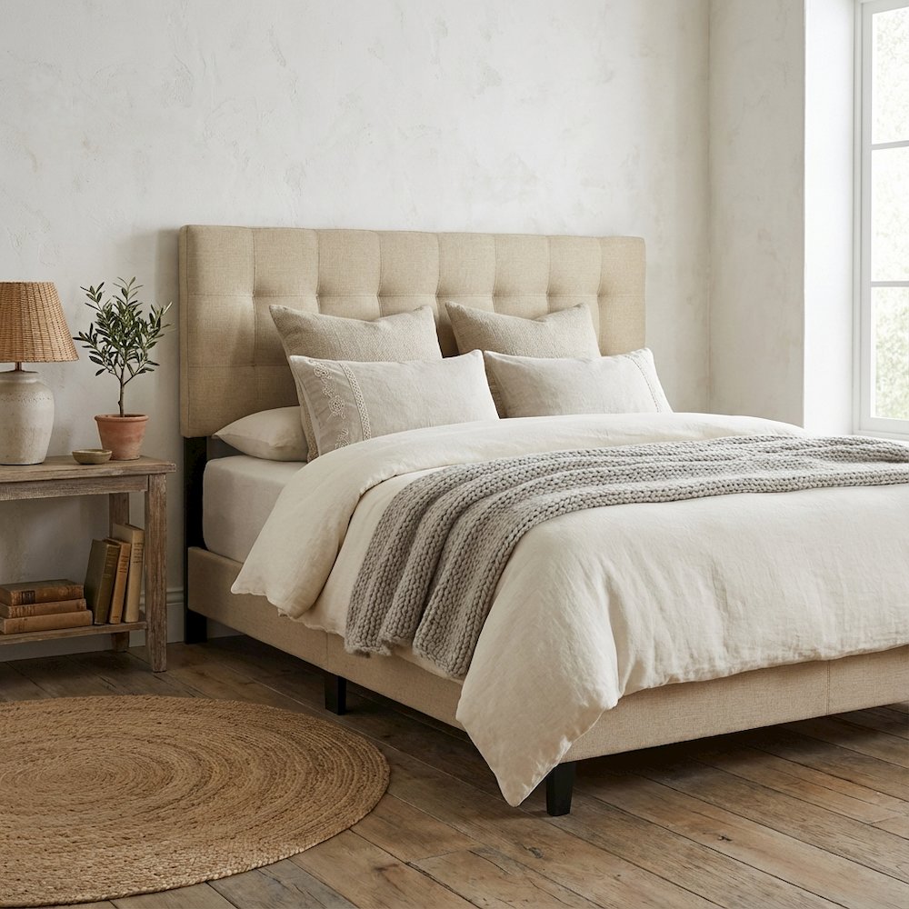 Upholstered Fabric Full Headboard with Padded Design for Comfortable Support