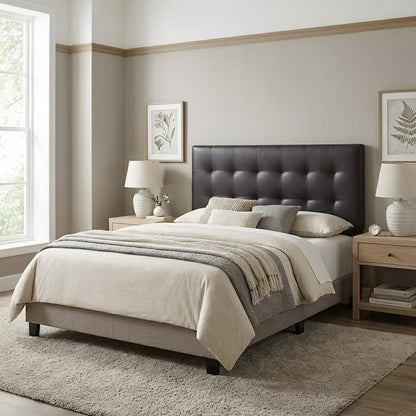 Upholstered Vinyl Queen Headboard with Padded Design and Durable Finish