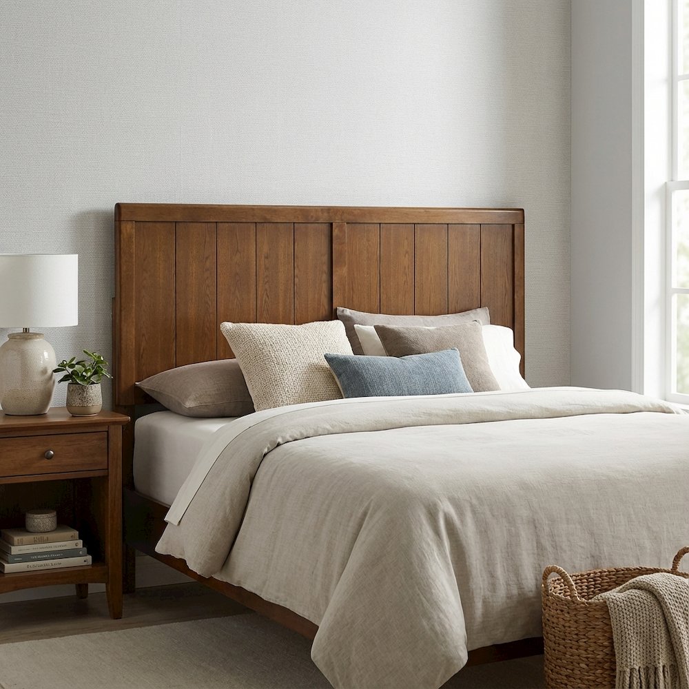 Wood Full Headboard with Solid Construction and Easy Wall Mount Design