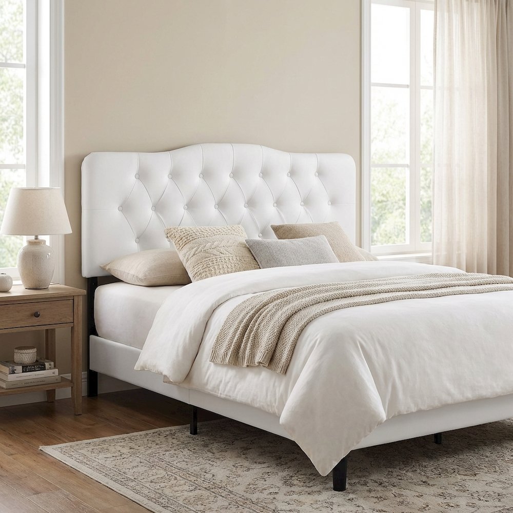Upholstered Vinyl Full Headboard with Durable Padding and Classic Design