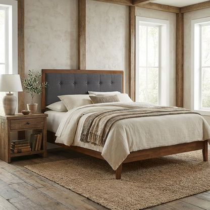 Tufted Fabric King Headboard with Wood Frame and Elegant Design