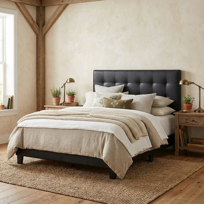 Upholstered Vinyl Queen Headboard with Elegant Design and Durable Finish