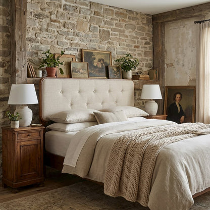 Tufted Queen Headboard in Fabric and Wood with Sturdy Frame and Elegant Design