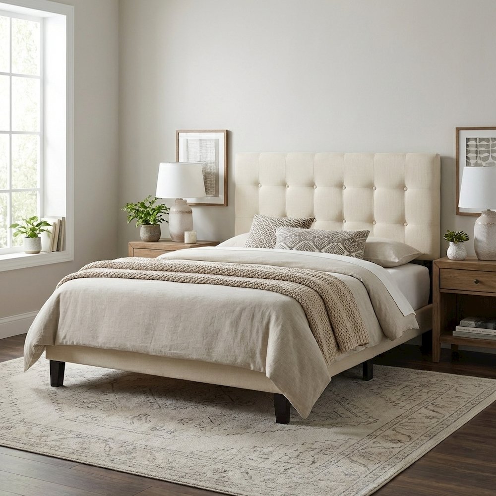Upholstered Twin Headboard with Soft Fabric and Elegant Design for Bedroom
