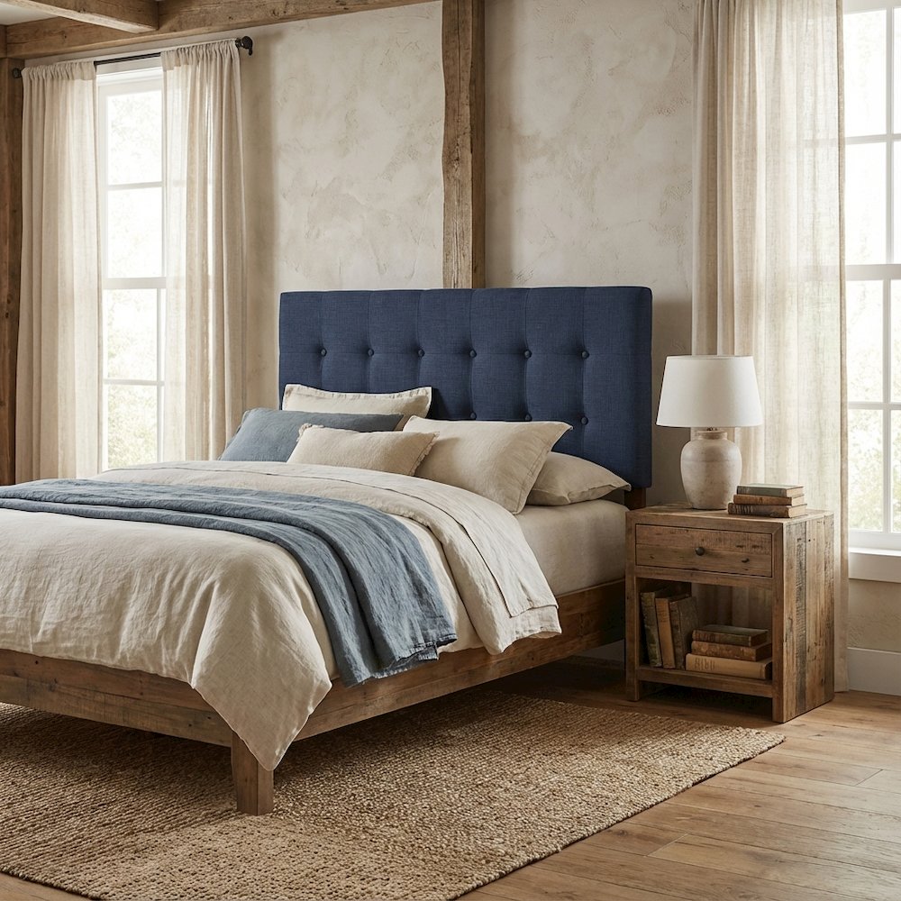 Upholstered Twin Fabric Headboard with Soft Padding and Classic Design