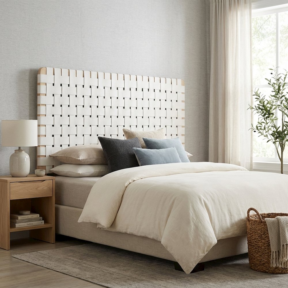 Vegan Leather King Headboard with Modern Texture and Durable Frame